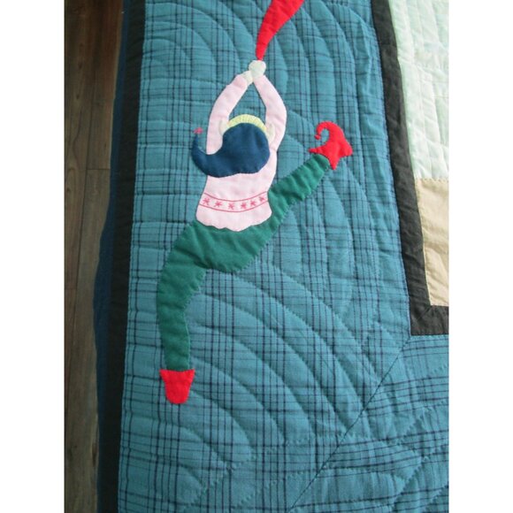 Log Cabin Christmas Tree Quilt Applique Ornaments Elves Queen Vintage 1994 GUC - Picture 6 of 16